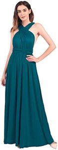 Robe longue convertible pour femme - Robe de soirée, de bal, de mariage, de cocktail., bleu sarcelle, M