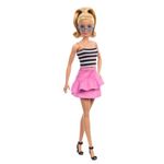 Barbie Fashionistas Doll #213, Blonde with Striped Top, Pink Skirt & Sunglasses, 65th Anniversary Collectible Fashion Doll, HRH11