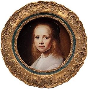 SYLVIA'S SHOP Small Antique 3 x 3 Round Picture Frame, Mini Vintage Ornate Photo Frame, Table Top and Wall Hanging Home Decor, Old Fashioned Photo Gallery Art Deco, Bronze Gold and Navy Blue