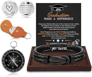 Btysun Graduation Gifts for Teen, Graduation Gifts for Him 2025 Mens Bracelet Leather Bracelet for Men College High School Senior Birthday Christmas Jewelry with Pocket Hug Token Compass