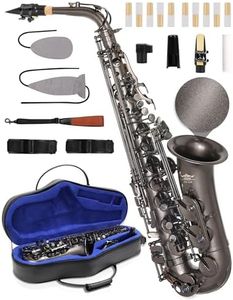 AKLOT Handcrafted E-Flat Alto Saxophone: Matte Black Nickel Brass Body with Deep, Powerful Tone, Secure Air Seal, Smooth 23-Key System, Includes Premium Leather Case, Saxophone Cleaning Kit (CH-OE)
