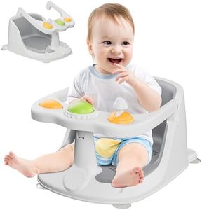 QIFUTT Baby Bath Seat for Babies 6 Months & Up, Bath Seats for Babies Sitting Up, Non-Slip, Comfortable Infant & Toddler Bath Seat for Newborns, Grey