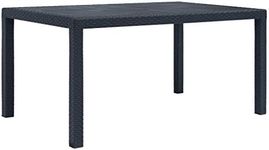 vidaXL Anthracite Garden Table - Rectangular Outdoor Dining Table with Rattan Look Design - Weather Resistant, Plastic, Easy to Clean, 150x90x72 cm