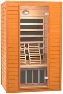 Real Relax Infrared Sauna, 2 Person Low EMF FAR Infrared Saunas for Home, Indoor Personal Canadian Hemlock Wood Sauna with 9 Chromo Therapy Lights, Bluetooth Speakers for Home & Gym Spa