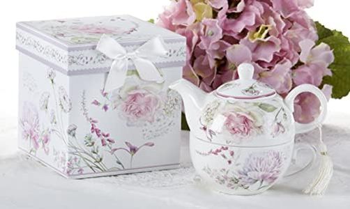 Delton Porcelain Tea For One, Moon Rose