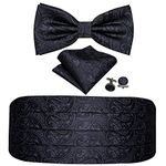 Barry.Wang Cummerbund Bow Tie Set for Men, Silk Cummerbund Pretied Bow Tie Pocket Square Cufflinks