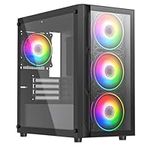 Combrite LUCID mATX PC Gaming Case, Micro ATX Tower Case With 4 x 120mm ARGB Fans, Tempered Glass Panels