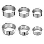 Kookia Stainless Steel Cookie Cutter Set, Flat and Fluted Edge Round Biscuit Dough Cutters Dumpling Skin Cutters,Set of 6