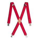 Dickies Men's 1 1/2 inch Solid Straight Clip Adjustable X Back Suspender, Red, One Size