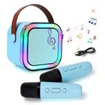 Karaoke Microphone Gifts for 4 5 6 Years Old Kids: 6 7 8 9 Girls Boys Karaoke Machines Portable Karaoke Machine Toys for 4-12 Years Old Girl Boy Bluetooth Karaoke Microphone for Kid (Blue 2 Mic)