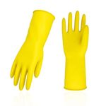 Vgo 1Pair Reusable Household Gloves, Rubber Dishwashing Gloves, Kitchen Cleaning (S,Yellow,HH4601)