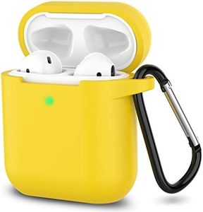 SATLITOG Silicone Case Compatible with Apple AirPods 1&2 Wireless and Wired Charging Case(Front LED Visible),Yellow