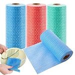 Uhat Disposable Dish Cloths 3 Rolls All Purpose Cloth Roll Handy Wipes Reusable Cloths for Kitchen Cleaning Cloth 150 Count