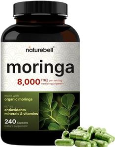 NatureBell Moringa Capsules 8000mg Per Serving, 240 Capsules | 4 Month Supply, Made with Moringa Powder Organic | Green Superfood, Skin Health & Immune Support | Non-GMO, Gluten Free