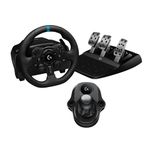 Logitech G923 Racing Wheel and Pedals, TRUEFORCE Force Feedback + Logitech G Driving Force Shifter - Real Leather, Sim Steering Wheel, Pedals and Gear Stick for PS5, PS4, PC, Mac - Black