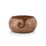 Indus Lifespace Wooden Yarn Bowl Hand Made by Indian Artisans with Premium Mango Wood for Knitting and Crochet (15.24cm x 15.24cm x 7.62cm)