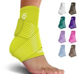 Sleeve Stars Ankle Brace for Sprained Ankle, Plantar Fasciitis Relief Achilles Tendonitis Brace, Ankle Support for Women & Men w/Strap, Heel Protector Wrap for Pain & Compression (Single/Neon Green)