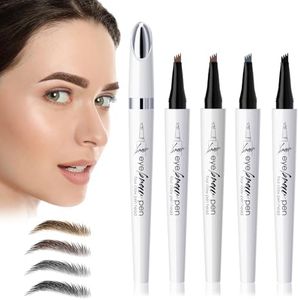 Kolvoii Microblading Eyebrow Pencil, New Upgrade Waterproof Eyebrow Tattoo Pencil, 3D 4 Fork Tip Magic Eyebrow Pen, Natural Makeup Long-Lasting Eyebrow Pencil Stay on All Day for Women(4 Color)