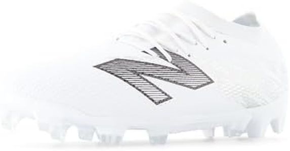New Balance Unisex-Adult Furon Team FG V8 Soccer Shoe, White/Metallic Silver/Black, Men 7 M/Women 8.5 W