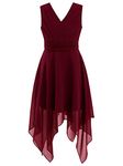 CHICTRY Kids Girls' Knotted Waist Chiffon Tiered Flower Girl Dress Wedding Bridesmaid Prom Party Gowns High Low Burgundy 13-14 Years