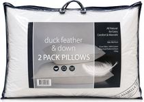 Casabella Duck Feather & Down Pillows- Luxurious Comfort for Restful Sleep-Hypoallergenic & Anti Dust Mite-2 Duck Feather Pillows UK Standard Size(48x74cm)