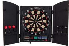 Arachnid Bullshooter Marauder 5.0 Electronic Soft Tip Dartboard Cabinet Set with Integrated Wood Doors Ideal for Any Game Room