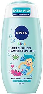 Nivea Kids 3-in-1 Shower Gel, Shampoo & Conditioner (250 ml), Care and Cleaning for Kids with Magic Apple Scent, Extra Mild & Soap-Free Hair and Skin Care for Children