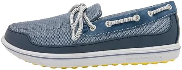 Margaritaville Golf Shoes, The TAP in, Spikeless Mens Golf Shoe, Golf Footwear with Rubber Toe Guard and Stability Heel Frame, Slip On Athletic Mens Shoes, Navy/Yellow, Men's 8.5