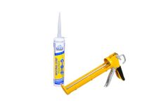 Haxo TekBond Neutral White Silicone Sealant Adhesive Caulk with DIY GUN, Paintable, for General Purpose, Aquarium, Glass to Glass Adhesion Application (White)
