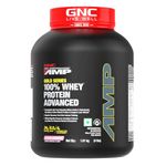 GNC AMP Gold Series Whey Protein Advanced | 4 lbs | Lean Muscle Gains | Intense Workout | Informed Choice Certified | 24g Protein | 5.5g BCAA | 4g Glutamine | Delicious Strawberry | Formulated In USA