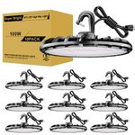 JC-LGL UFO LED High Bay Light 100W 10Pack, High Bay LED Shop lights 5000K 11,000Lm with US Plug, Hanging Hook, Safe Rope, Waterproof Commercial Bay Lighting for Warehouse Factory Barn Shop - UL Listed