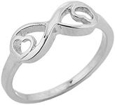 (3) - Fine 925 Sterling Silver Double Heart Infinity Mid Knuckle Ring