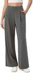 ODODOS Modal Soft Wide Leg Pants for Women High Waist Casual Relaxed Pants with Pockets, 31" Inseam, Charcoal, X-Small