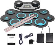 KONIX Electronic Drum Set, Large Size 9 Pads Electric Drum Set, Roll Up Beginner Drum Kit with Headphone Jack Dual Speaker, Midi Drum Pedals Sticks, Kids Birthday Christmas Gift