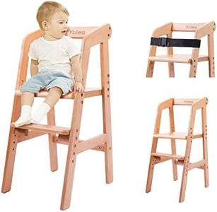 YOLEO Tronas para Bebes Silla madera de Comer y Estudio Pedal y Tablero de Asiento Ajustable Crece con el Niño 8 meses + 90KG (Color madera)