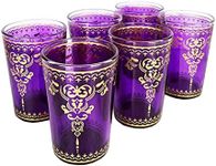 The Wine Savant Moroccan Glasses Artisan Hand-Made Multipurpose 170 ml 6 oz Tea and Wine Morrocan Tumbler Marrakech & Casablanca Tea Cups Set of 6 (Lavender)