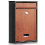 KYODOLED Wall Mount Mailbox with Lock for Outside, Key Locking Mailbox Enhances Security, Featuring Woodgrain Painted Exterior Adds Elegance, Ideal Drop Box for Home or Apartment, 8.5’’x3.3’’x12.4’’