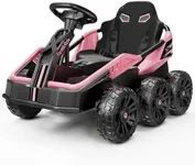 FanttikRide X7 Pro 6x6 24V Ride on Toys for Big Kids, Six Eva Wheels UTV, 4x75W 5.9MPH Powerful Electric Car, 4WD/2WD Switch, Parent Remote, Four Shock Absorbers, for Ages Three and Up, Light Pink