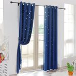 Anjee Star Cutout Curtains 52x84 inch Lenth Sparkle Starry Star Light Blocking Blackout Drapes 2 Panels Set for Kids Bedroom Living Room, Royal Blue