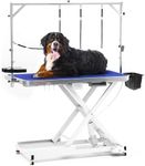 Professional Electric Dog Grooming Table - Heavy Duty, Height Adjustable Pet Grooming Table w/Leveling Wheels, Dog Grooming Arm, Anti Slip Tabletop & Tool Organizer/Dog Grooming Station (60", WHITE)