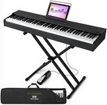 MUSTAR Digital Piano 88 Weighted Keys Hammer Action, Full Size 88 Key Piano Keyboard Weighted, Electric Keyboard Piano with Stand, Sustain Pedal, Portable Case, Bluetooth Connection, Black