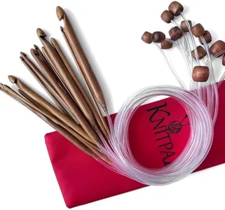 KnitPal 24-inch(60cm) Flexible Afghan Cabled Hooks Kit (3 Free Patterns), 14 US Sizes from D to O (3-12mm),for Tunisian Crocheting, for Beginners and Experts