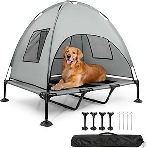Ranslen Elevated Dog Bed with Canopy - Upgraded XL Large Outdoor Dog Bed, Cooling Raised Dog Cot Bed Waterproof Pet Bed for Indoor/Outdoor with Non-Slip Feet and Portable Carry Bag for Camping Beach