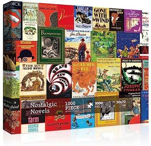 Vintage Book Puzzles for Adults, Book Cover Jigsaw Puzzle 1000 Pieces Including 32 Classic Nostalgic Novels, Literary Book Theme Jigsaw Puzzle as Book Lovers Gifts