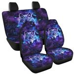 Tomeusey Car Seat Covers Front Cushion Covers and Split Rear Bench Seat Protectors for Vehicle, Wolf Butterfly Universal Auto Interior Decor Accessories