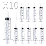 10 Pack 60ml Plastic Syringe Without Needle, Individual Package Disposable Syringes with Cap for Measuring, Watering, Refilling, Lip Gloss, Scientific, DIY Crafts, Feeding Pet, Dispensing