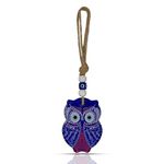 VKORA Handmade Turkish X Large Evil Eye Hanging in Owl Shaped in Blue Print Color for Home Shop Office 8 CM Diameter