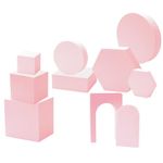 Kokoie 10pcs/set Photography Props Cube Foam Geometry Product Photography Posing Props Solid Blocks, Geometric Photo Shoot Blocks, Geometric Cube Props for Photoshoot (Pink)