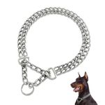 LOS ANDES Dog Chain Collar Metal Martingale Collar No Pull Dog Slip Collar Anti Chew Training Collar Chrome Plated Double Link Dog Collar for Large Small Medium Dogs