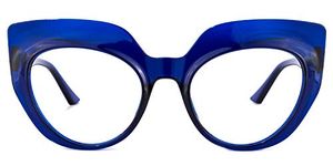 Zeelool Chic Thick Cat Eye Glasses for Women with Non-prescription Clear Lens Depp OP01884-03 Dark/Blue